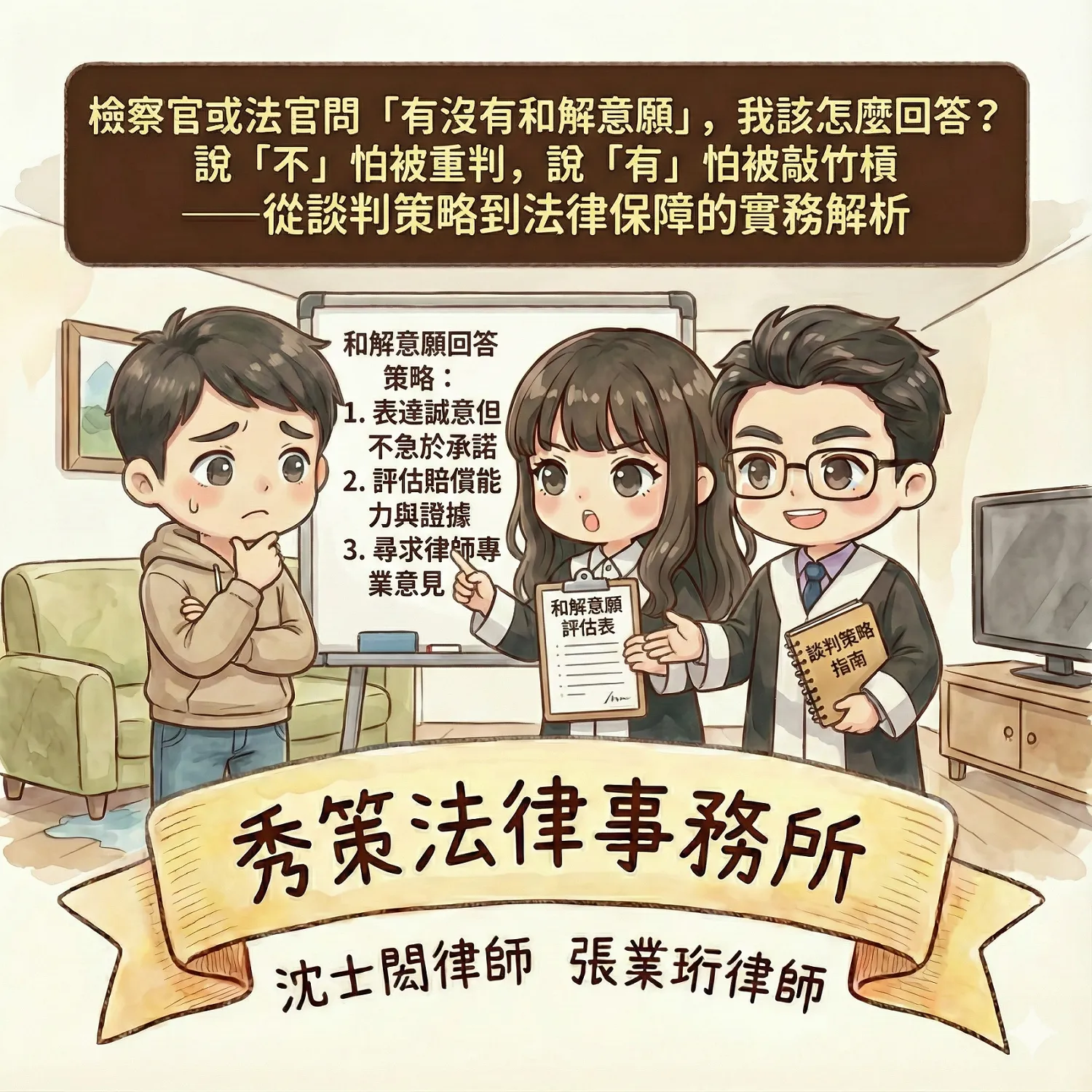 檢察官或法官問「有沒有和解意願」，我該怎麼回答？說「不」怕被重判，說「有」怕被敲竹槓　#律師事務所 #律師推薦 #台北律師事務所 #新北律師推薦  #新北律師事務所 #刑事訴訟律師   #刑事訴訟律師推薦  #台北刑事訴訟律師推薦