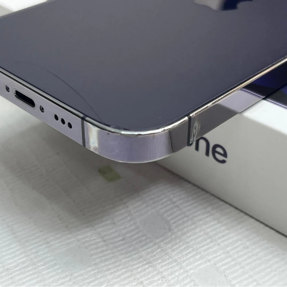 iPhone 14 Pro 128g 紫 電池86% 螢幕機身多處刮傷 背板有裂 有盒裝有配件