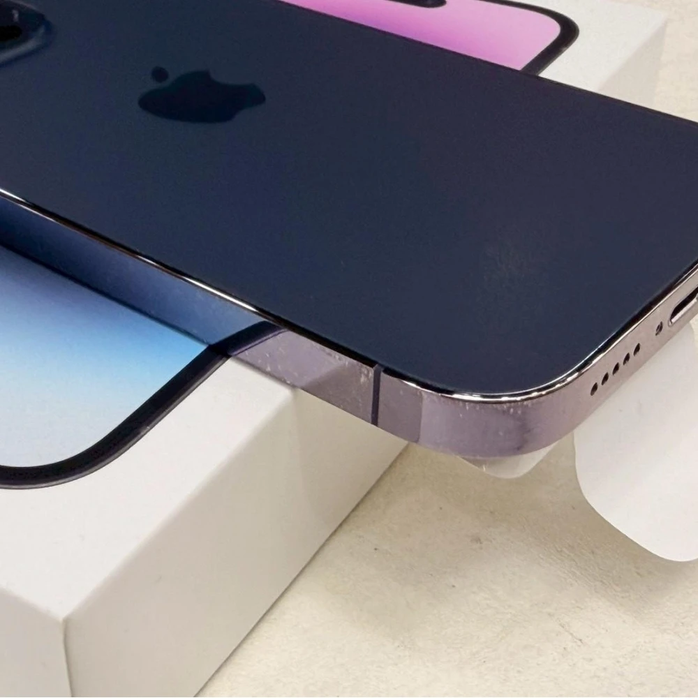 iPhone 14 pro 256g 紫 換過原廠電池88% 螢幕小細紋 邊框有使用痕跡 有盒裝有配