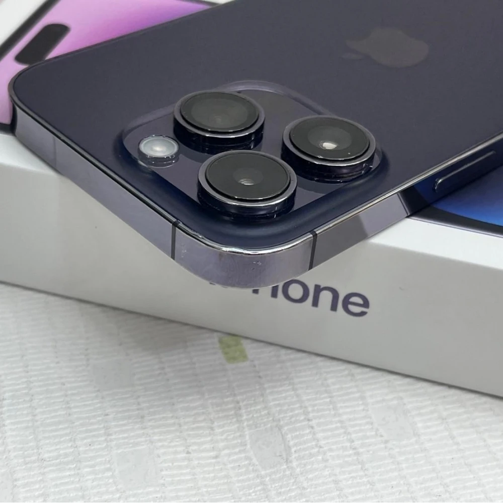 iPhone 14 Pro 128g 紫 電池86% 螢幕機身多處刮傷 背板有裂 有盒裝有配件