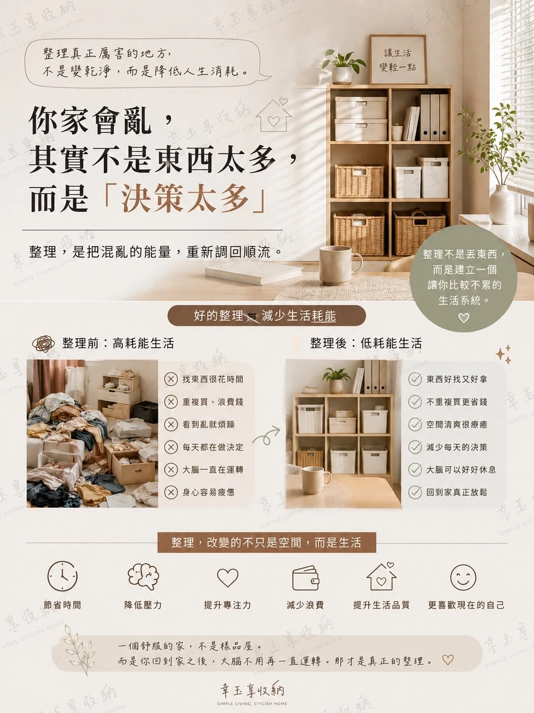 整理的核心，不是變乾淨，而是降低人生消耗