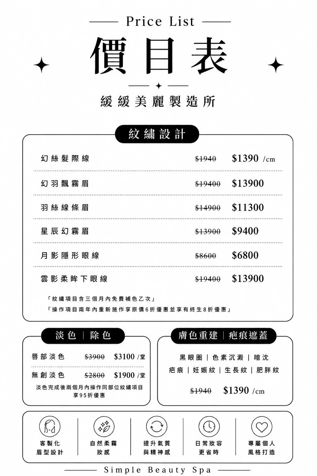 價目表