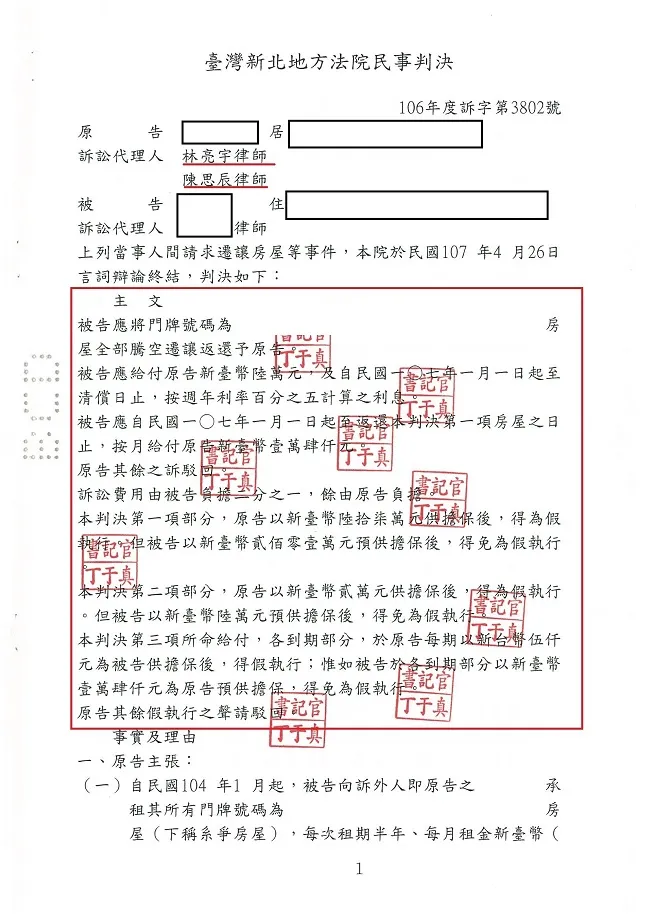出租房屋不簡單，應清楚約定各項條款，違約時盡快提出訴訟減少損失