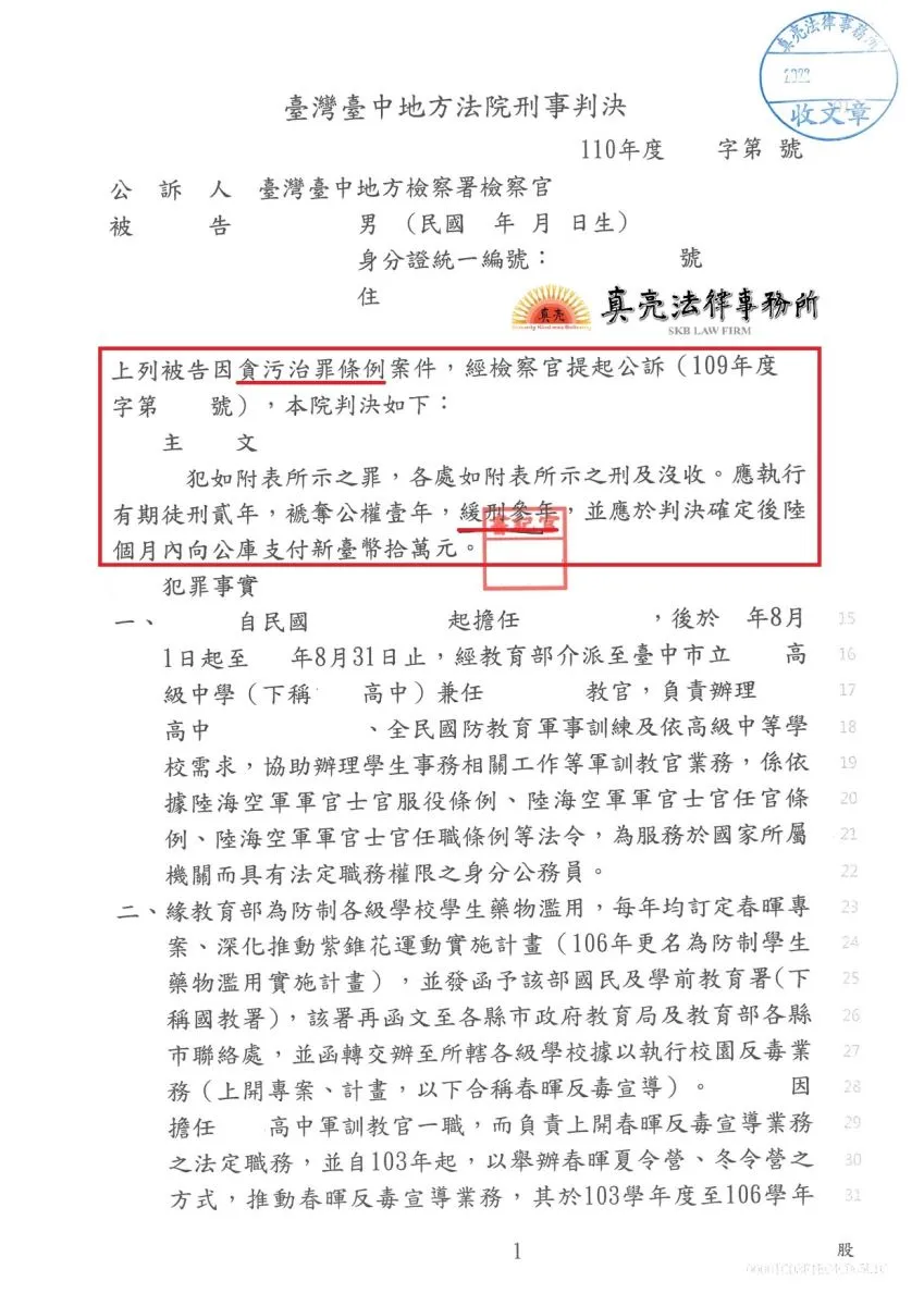 一時失慮錯誤使用公款，觸犯【貪污治罪條例】，經真亮法律事務所辯護，獲【緩刑】判決確定！