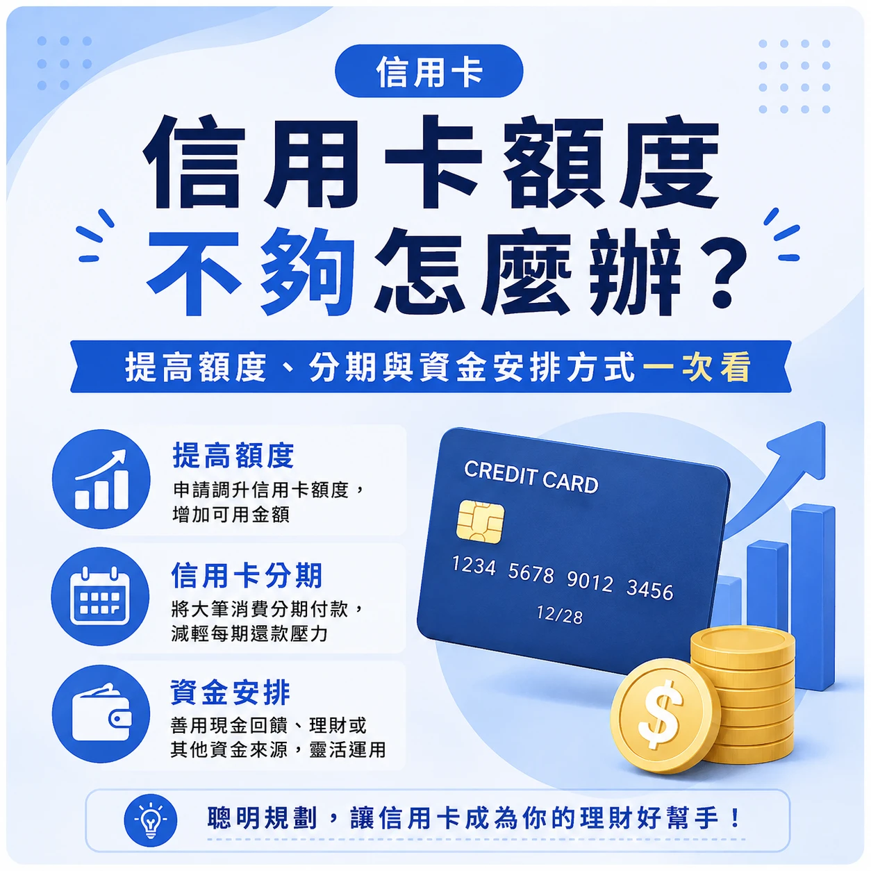 信用卡額度不夠怎麼辦？提高額度、分期與資金安排方式一次看
