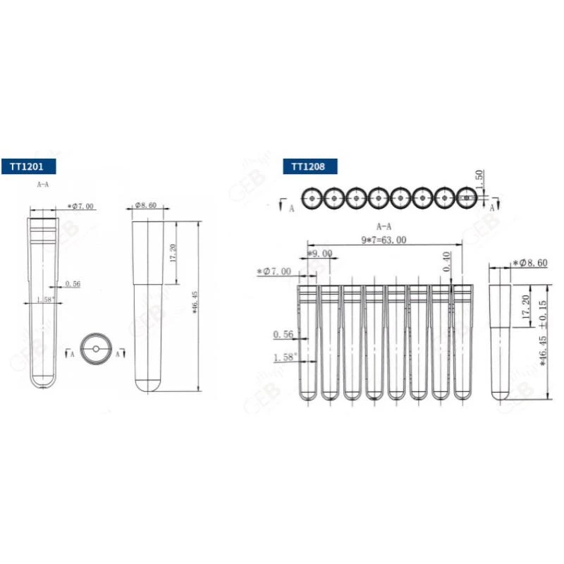 GEB:1.2ML 样品管单管,8联管,管盖