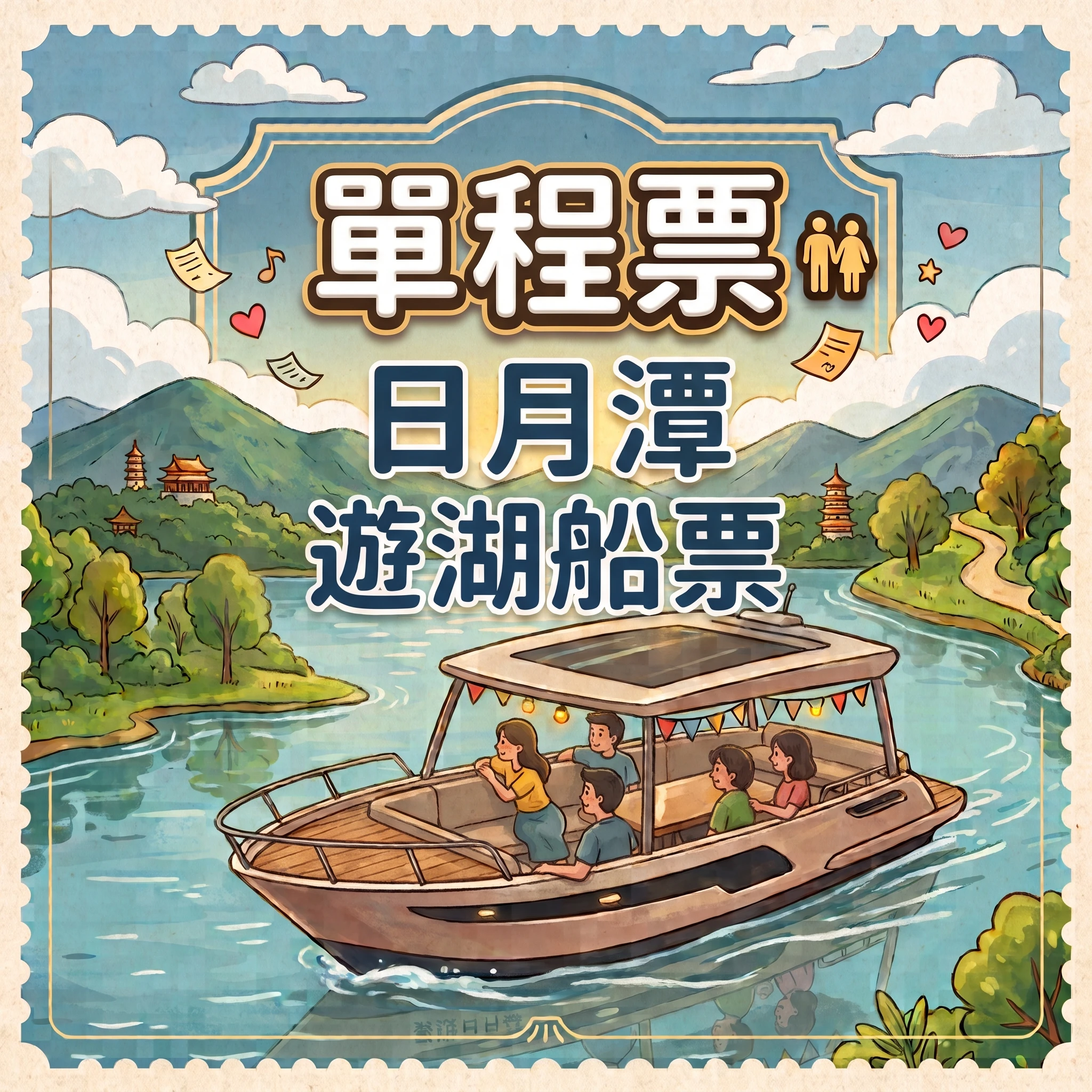 單程票・⽇⽉潭 遊湖船票