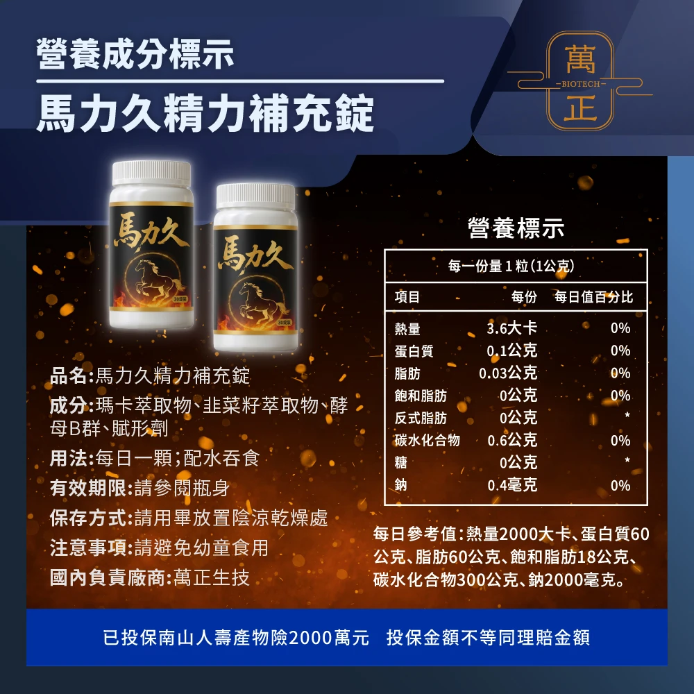 馬力久精力補充錠 黑根馬卡 韭菜籽精華 綜合維生素 保證有感 夜生活必備  馬卡10倍濃縮 10倍韭菜籽濃縮物