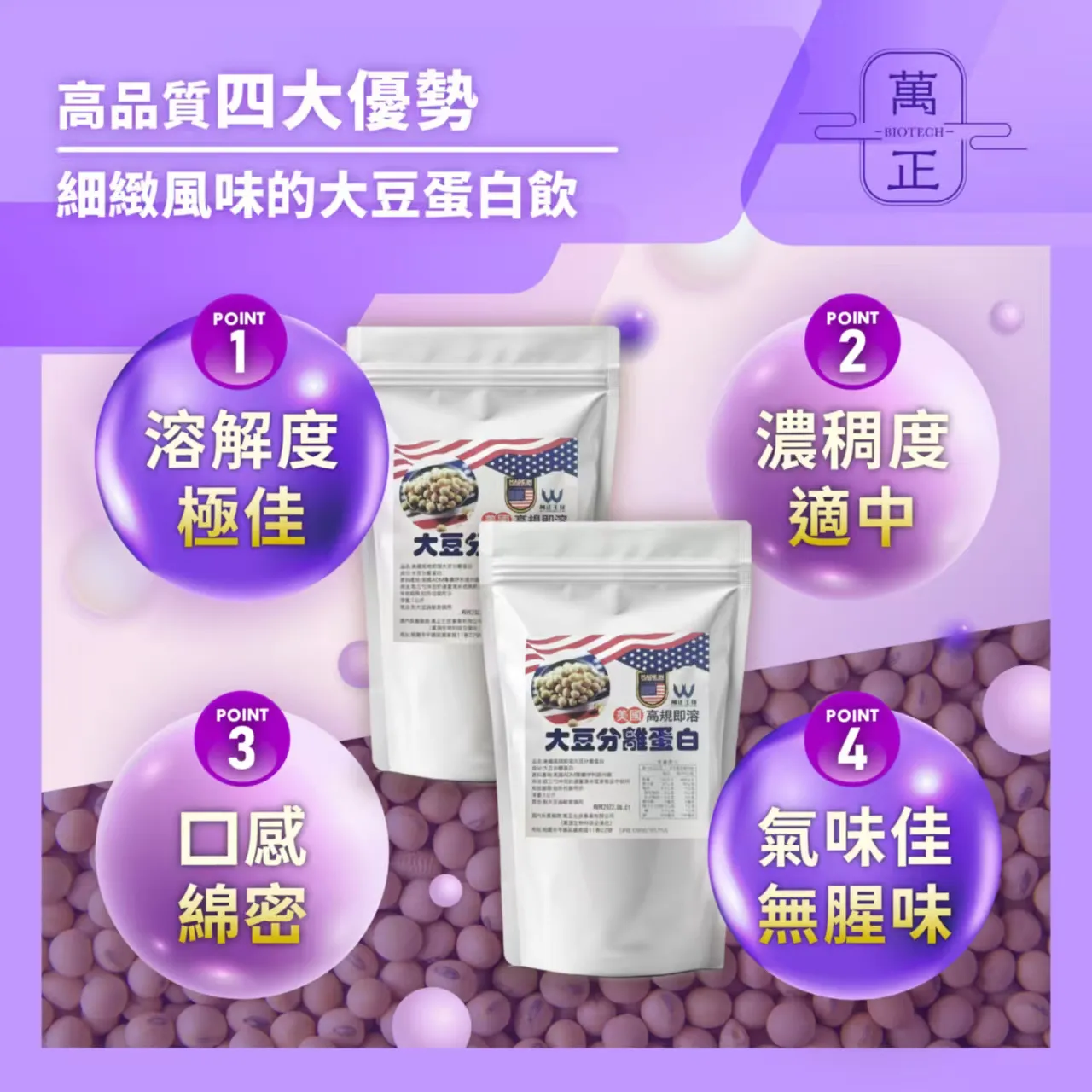 美國ADM 大豆分離蛋白 非基改 無添加 純素 植物性蛋白 營養師推薦 6包贈菊糖 8包贈維生素DK 高蛋白粉 乳糖不耐適用 Soy Protein Isolate