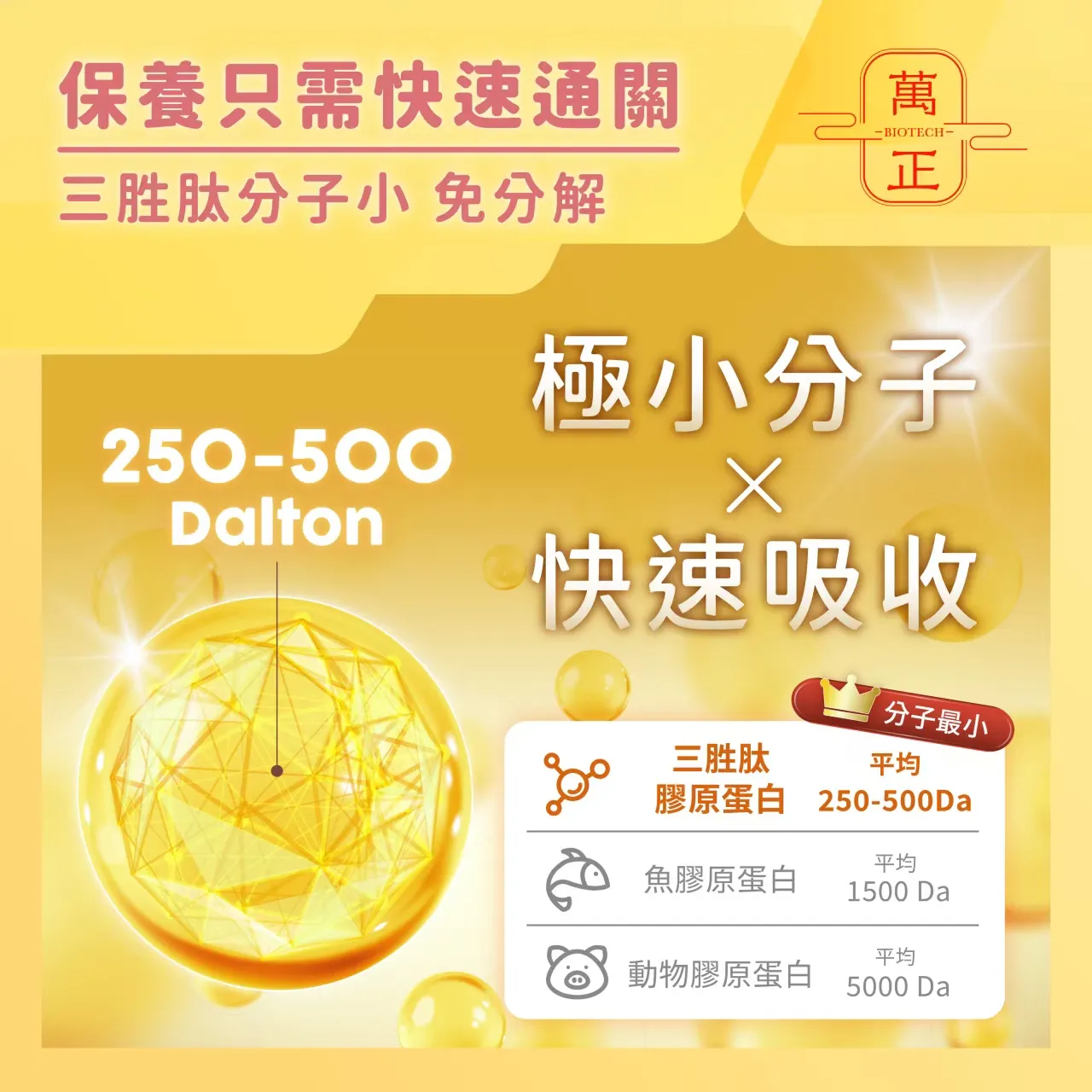 魚膠原三胜肽 ButiCTP韓國專利 6.5倍高吸收率 250-500Da 小分子免分解 三胜肽膠囊 非基改 Tripeptide