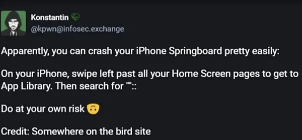 iPhone出現Bug！搜尋功能輸入「這4字元」直接當機！？