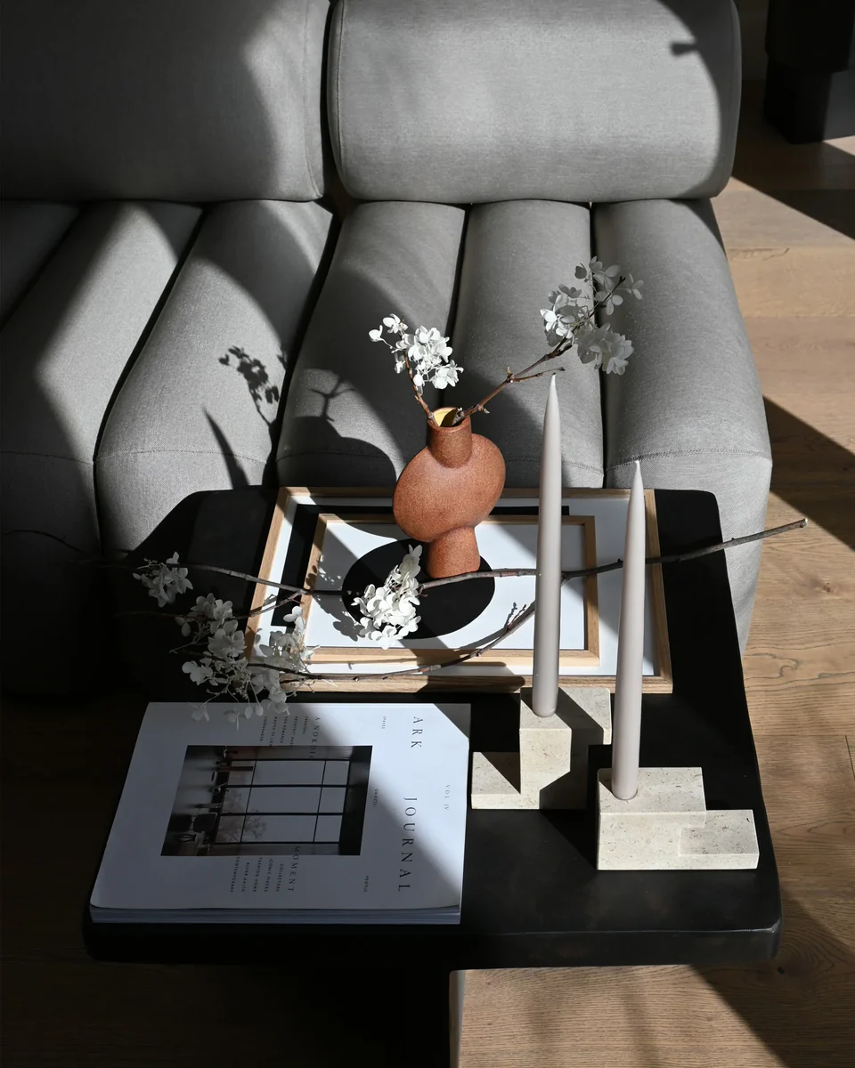 磚形燭台,低 - 石灰石