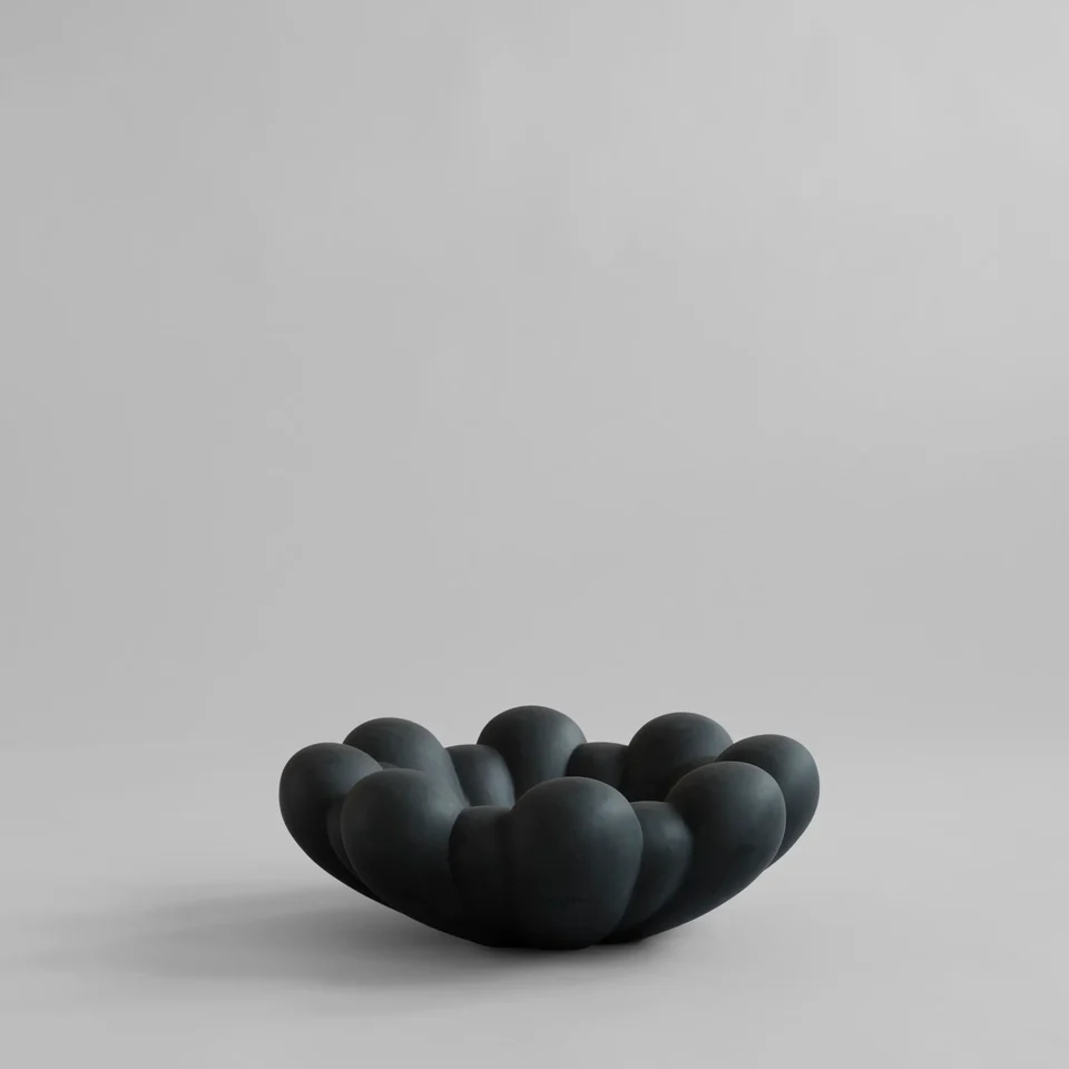 綻放陶盤,大 - 黑色