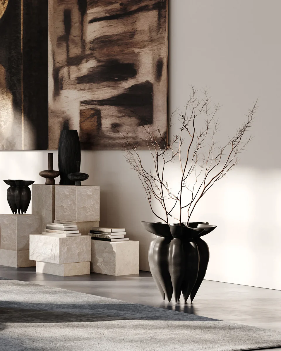 蓮花花瓶,大 - 咖啡色