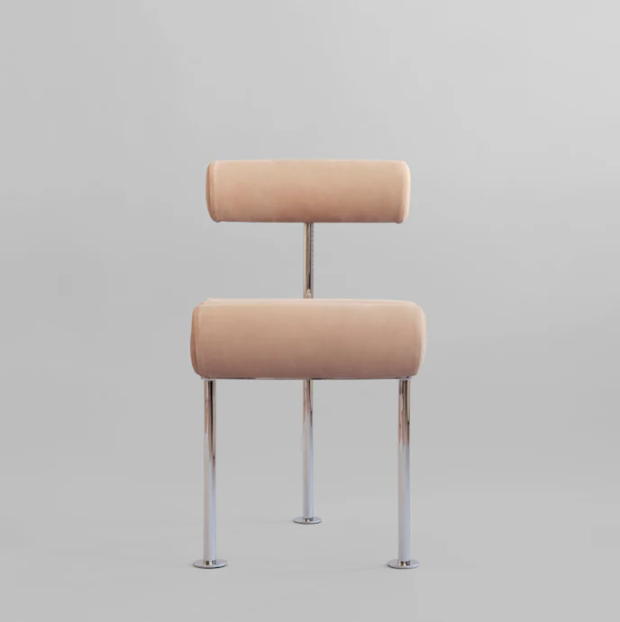 Hiro 餐椅 - 拋光不鏽鋼 - 磨砂牛皮革