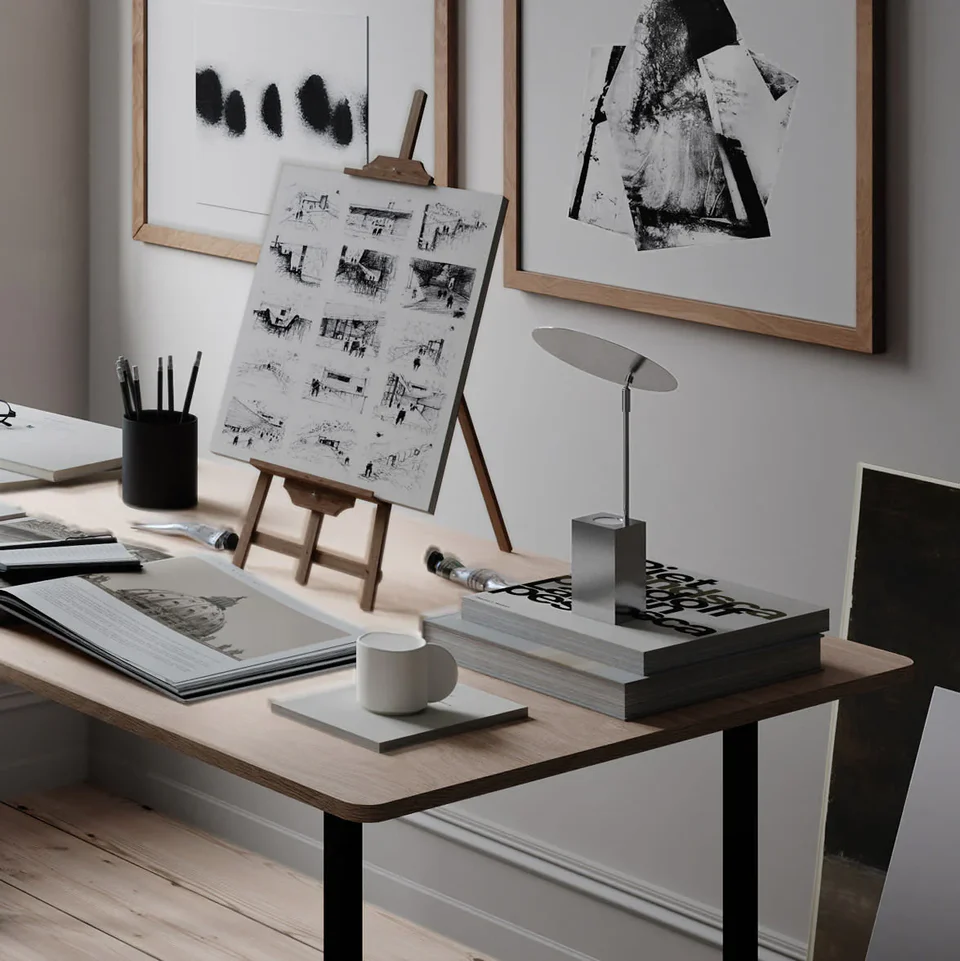 鏡面桌燈 - 鉻銀