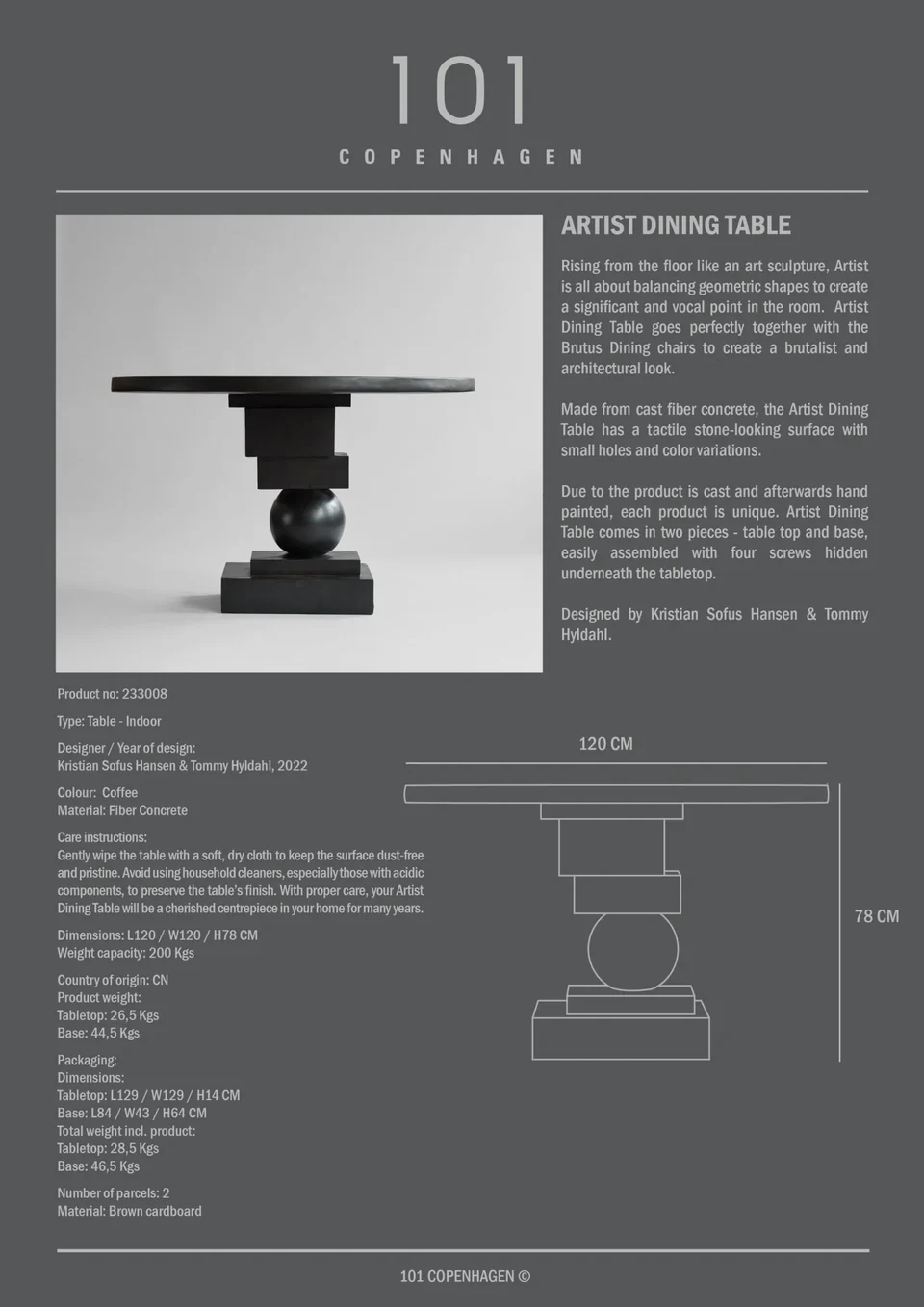 Artist餐桌 - 咖啡黑