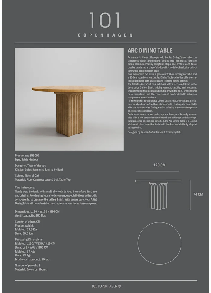 Arc 餐桌 Ø120｜原色橡木