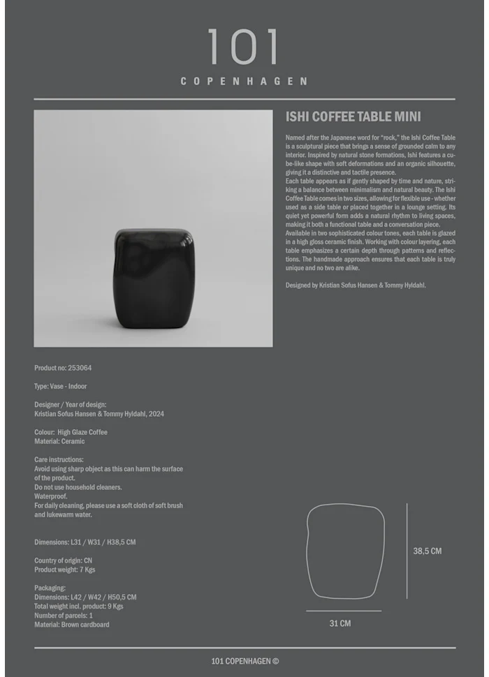 Ishi 咖啡桌, 小 - 亮面咖啡色