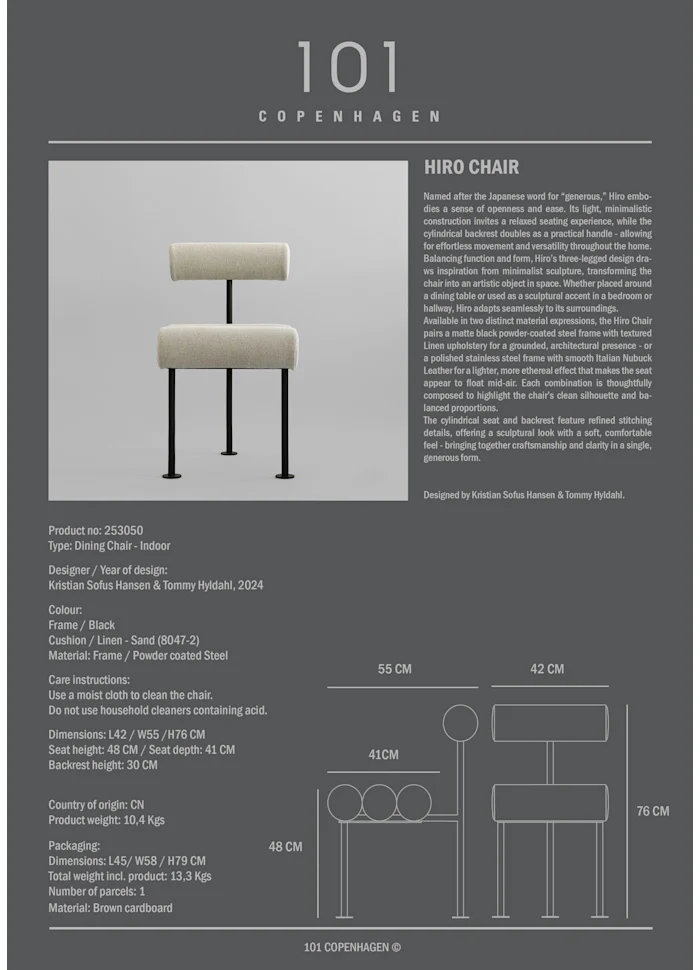 Hiro 餐椅 - 黑色框架 - 沙色