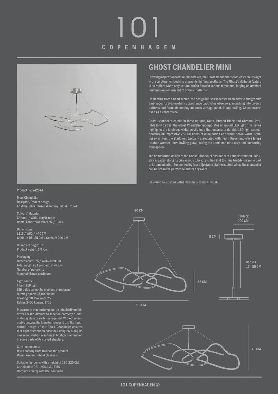幽靈枝形吊燈,迷你 - 鉻色