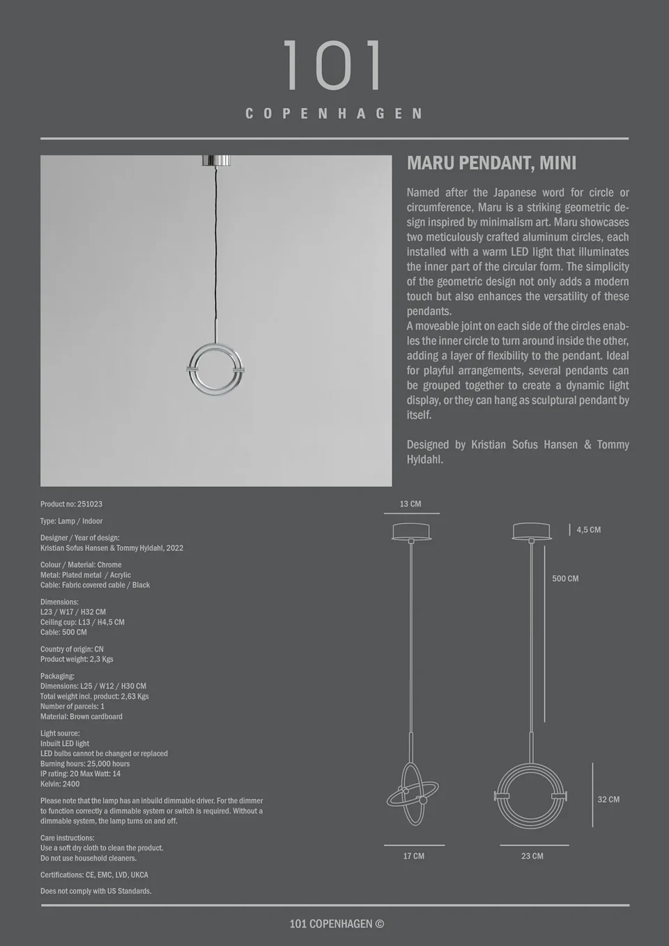 圓環吊燈,迷你 - 鏡面鍍鉻