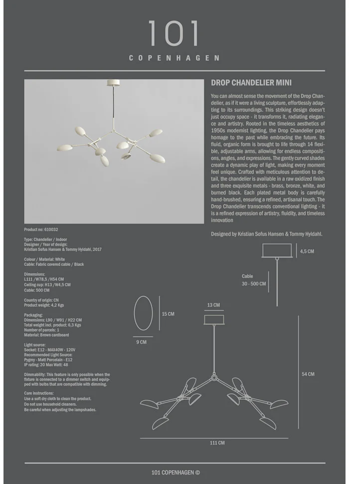 滴形吊燈, 迷你 - 白色(UL)