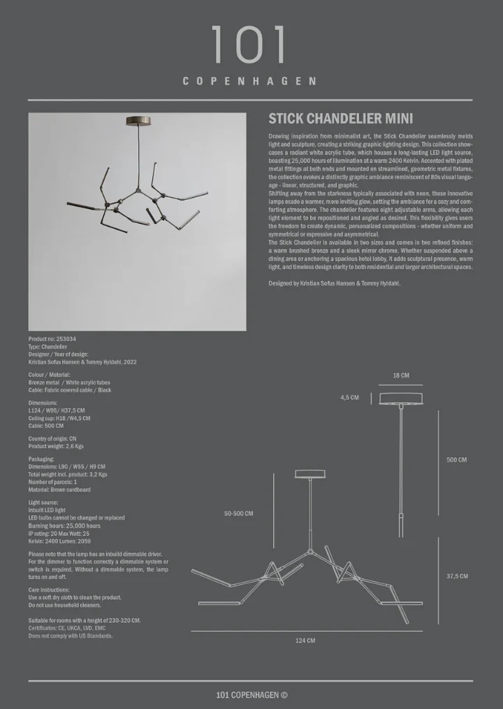 Stick 枝形吊燈,迷你 – 古銅色(Bronze)