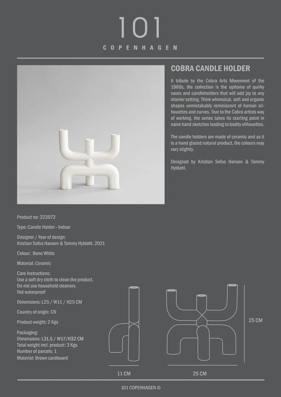 眼鏡蛇燭台 - 骨白色