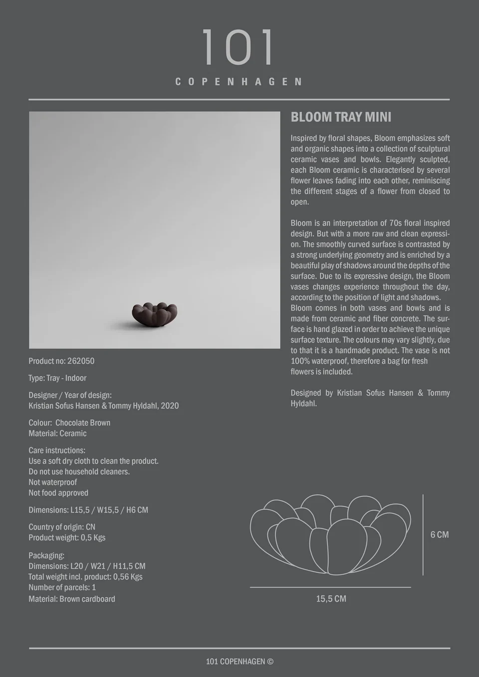 綻放陶盤,迷你 - 巧克力棕色