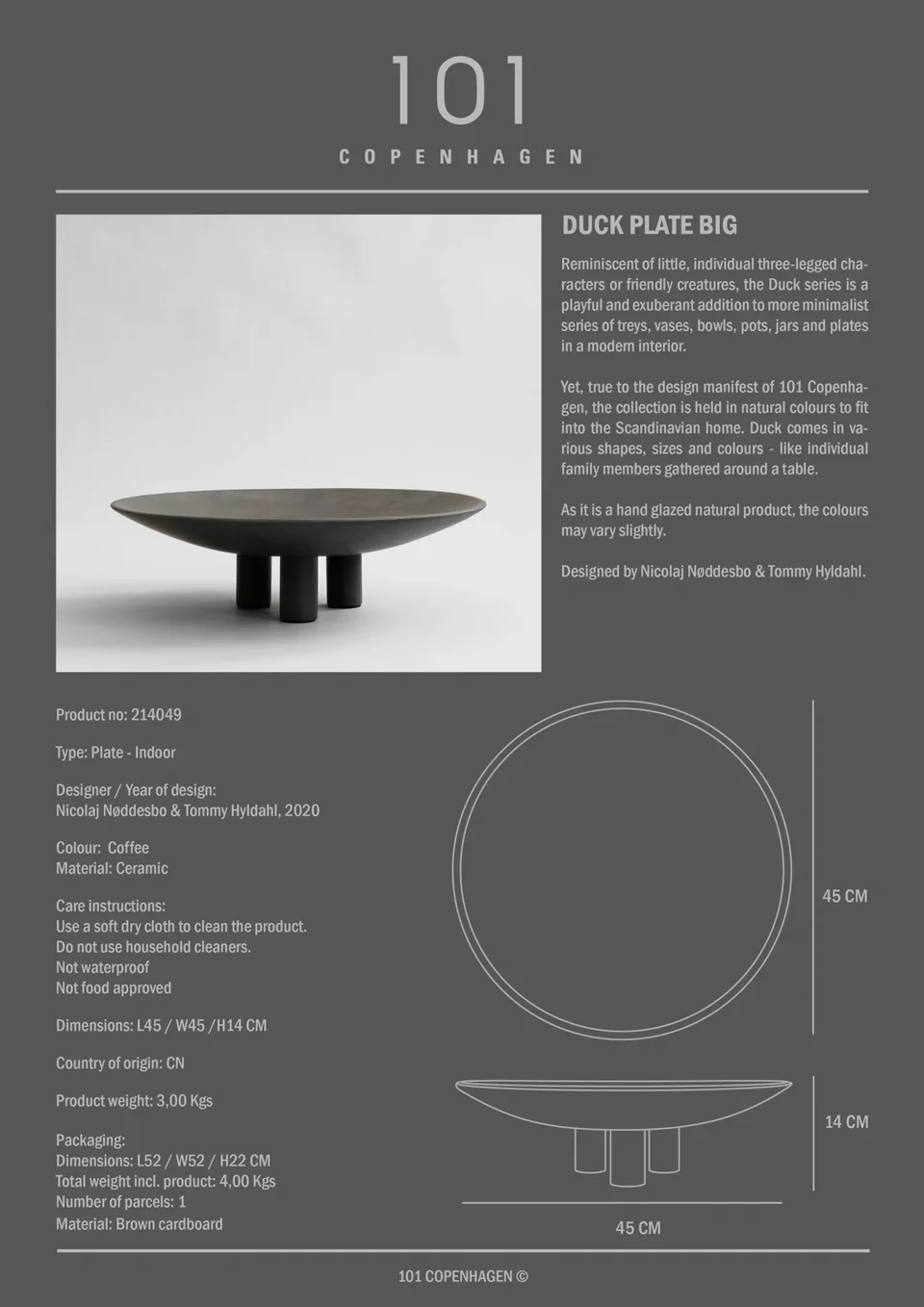 鴨盤,大 - 咖啡色