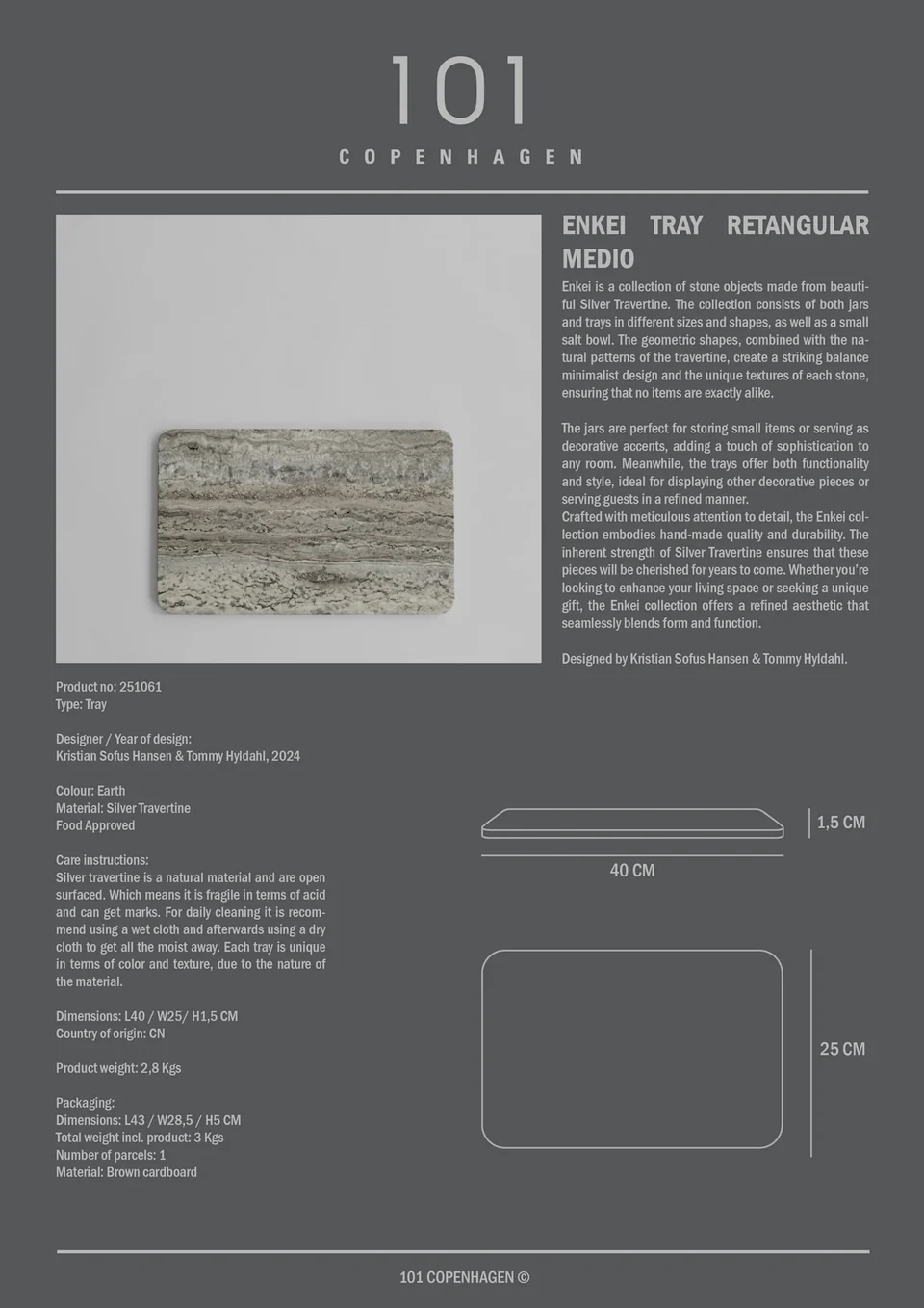 環形長方托盤,中 - 大地色