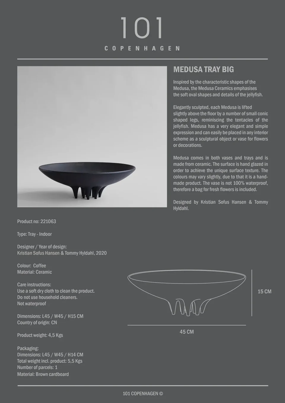 美杜莎陶盤,大 - 咖啡色