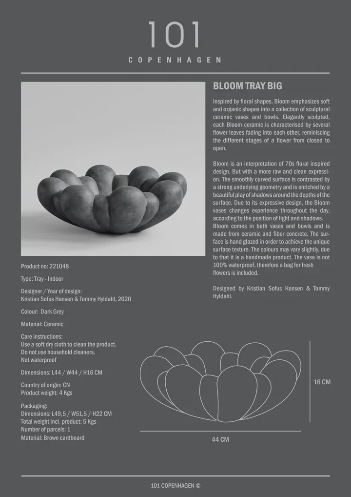 綻放陶盤,大 - 深灰色