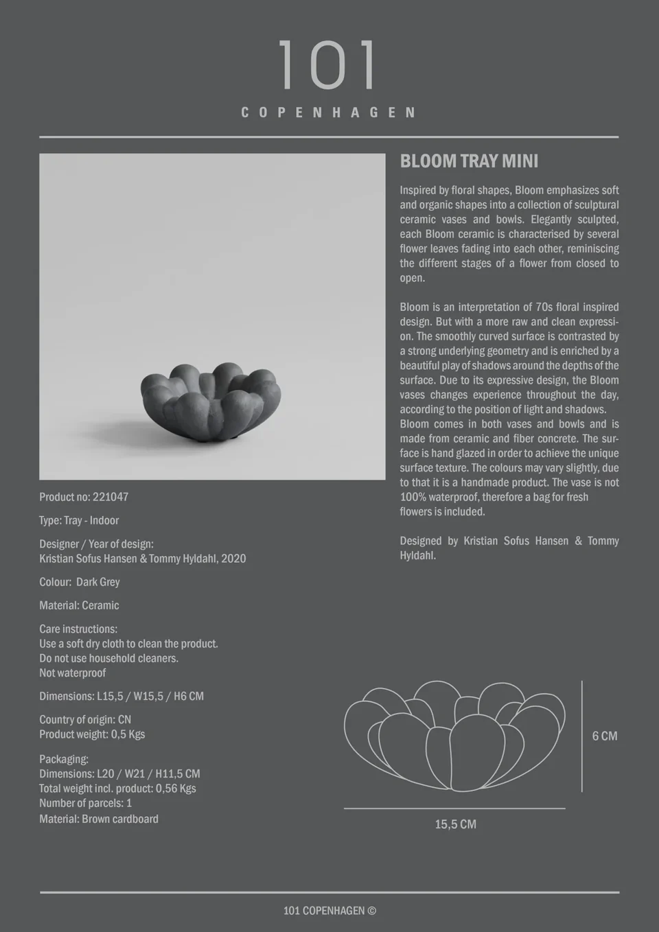 綻放陶盤,迷你 - 深灰色