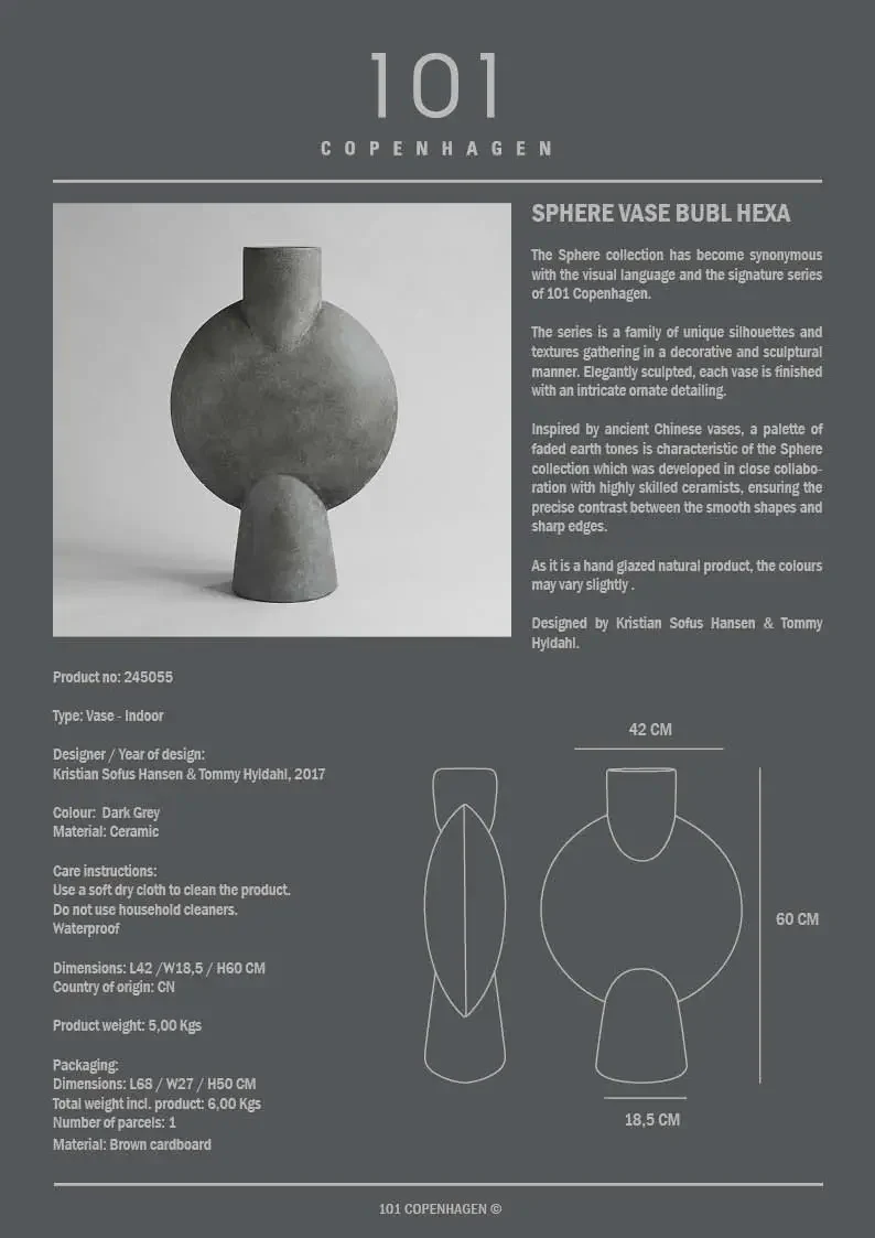 泡泡花瓶,高 - 深灰色