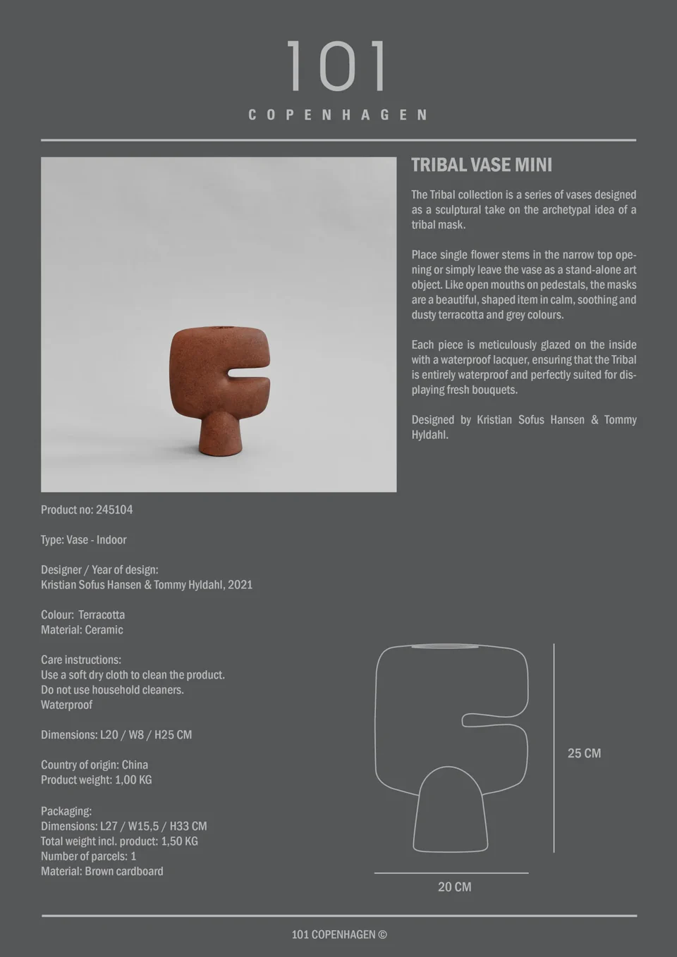 部落花瓶,迷你 - 赤紅色