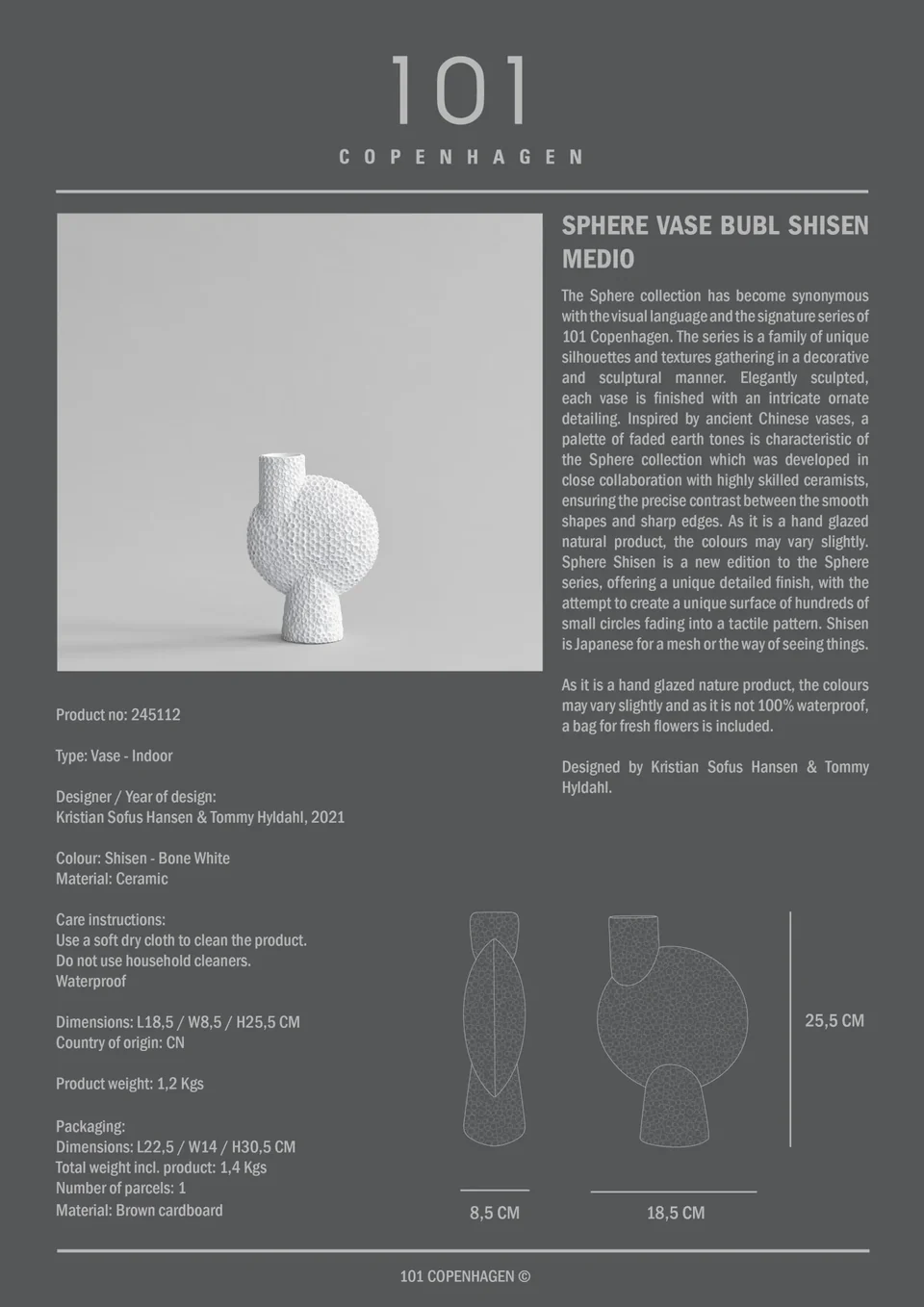 泡泡花瓶,網紋款,中型 - 骨白色