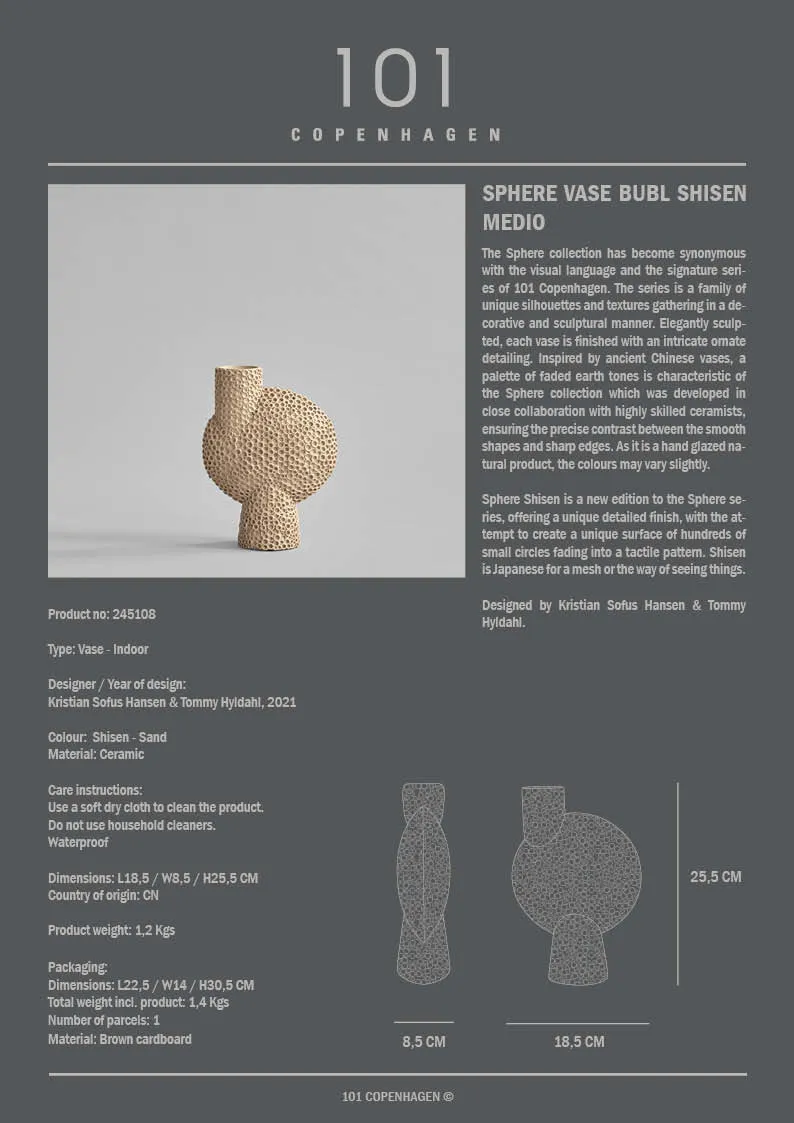 泡泡花瓶,網紋款,中型 - 沙色