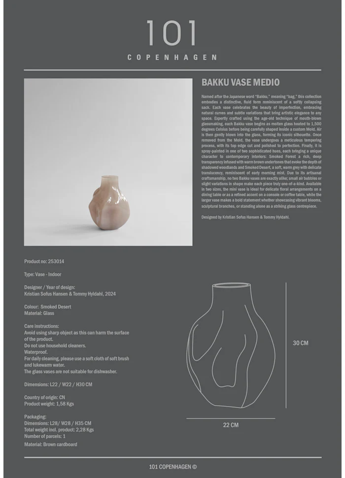 Bakku 花瓶,中 - 煙霧沙漠色