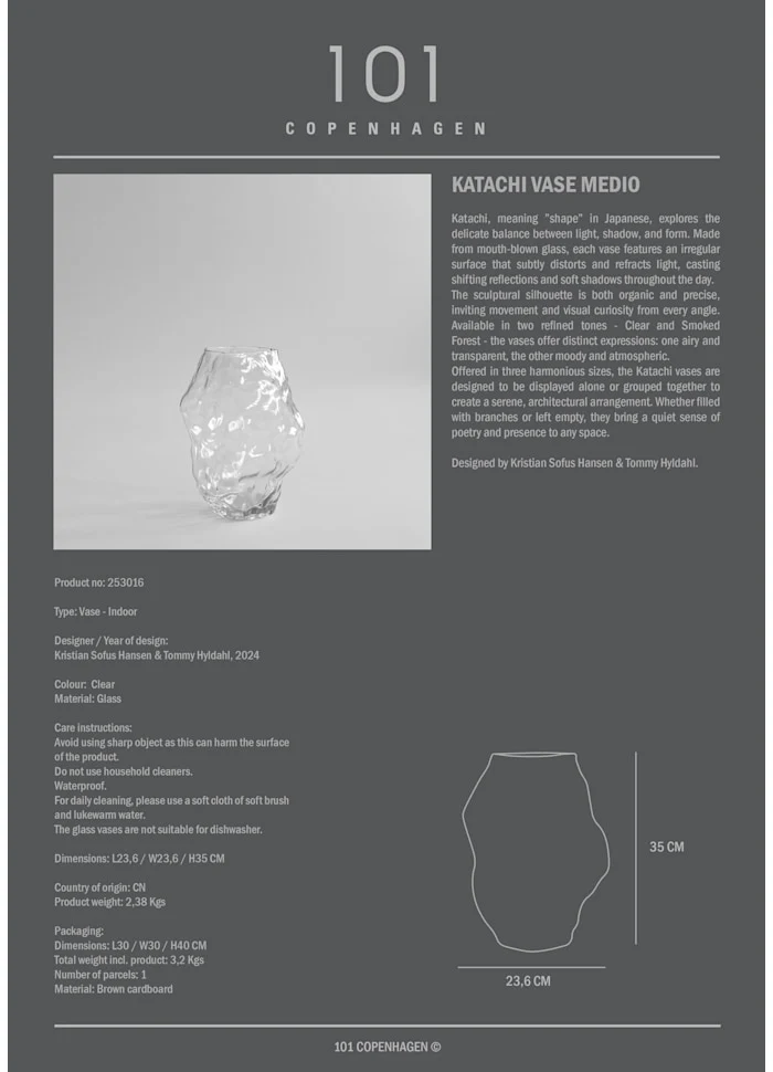 Katachi 花瓶,中 - 透明色