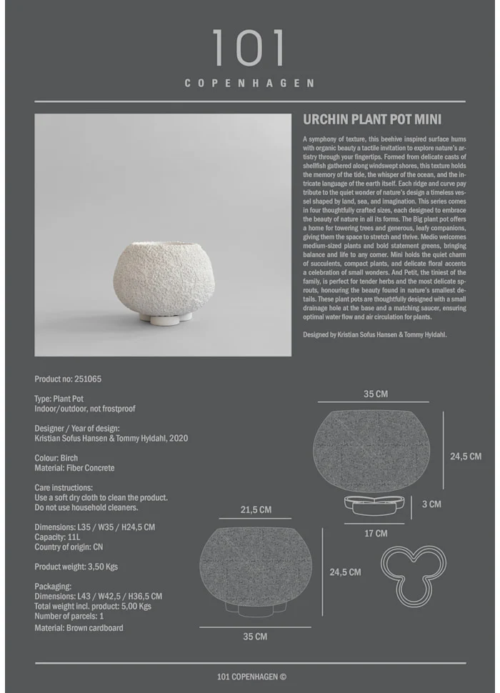 海膽花盆,小 - 蜂巢紋