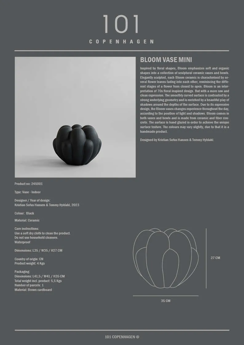 綻放花瓶,小 - 黑色