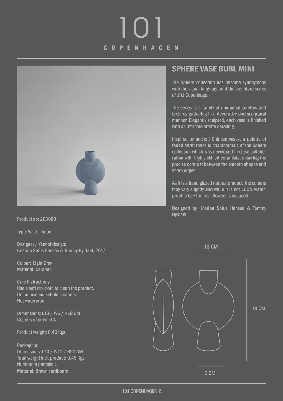 泡泡花瓶,迷你 - 淺灰色