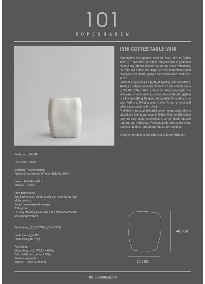 Ishi 咖啡桌, 小 - 亮面白樺木色