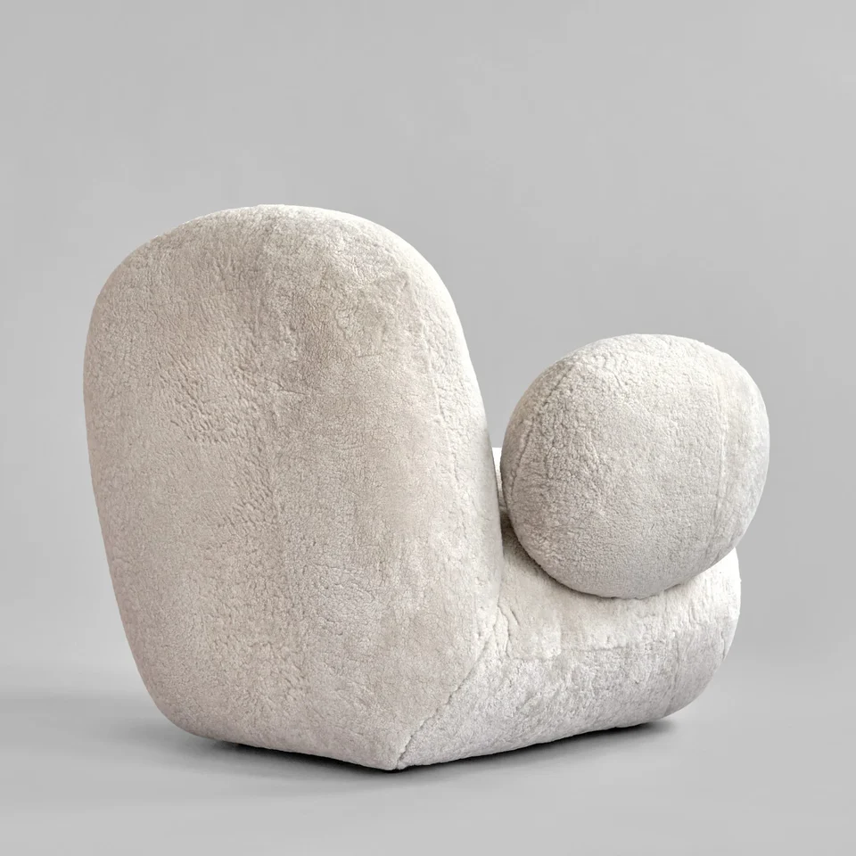 Toe扶手椅,平面,羊毛皮 - 貝殼沙色