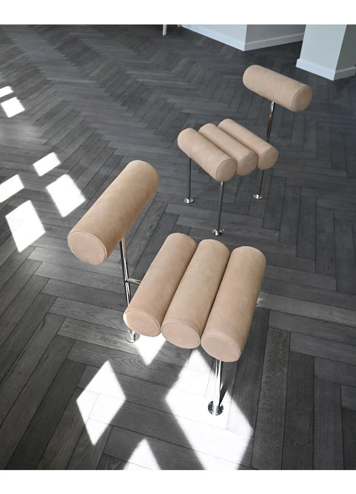 Hiro 餐椅 - 拋光不鏽鋼 - 磨砂牛皮革