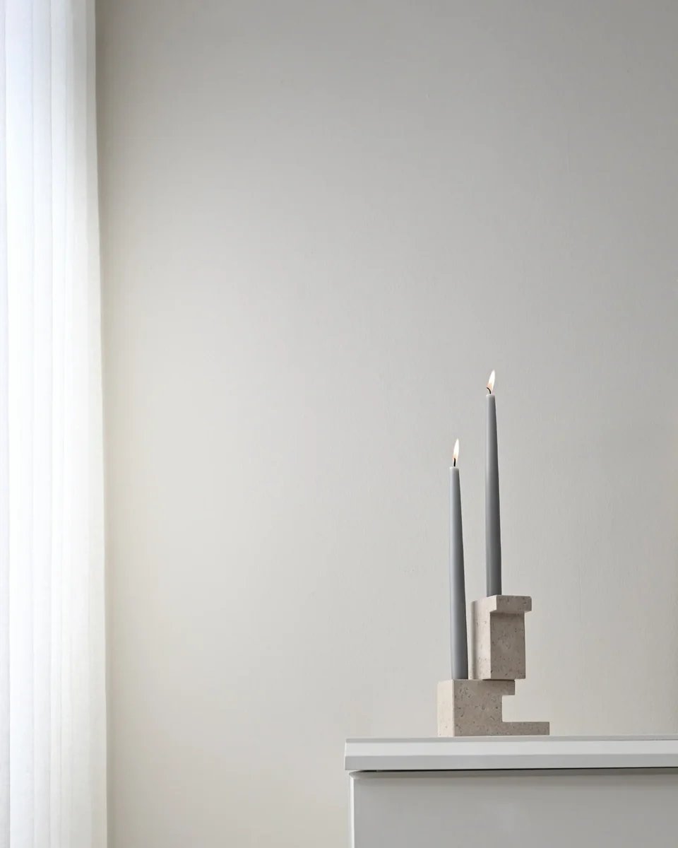 磚形燭台,低 - 石灰石