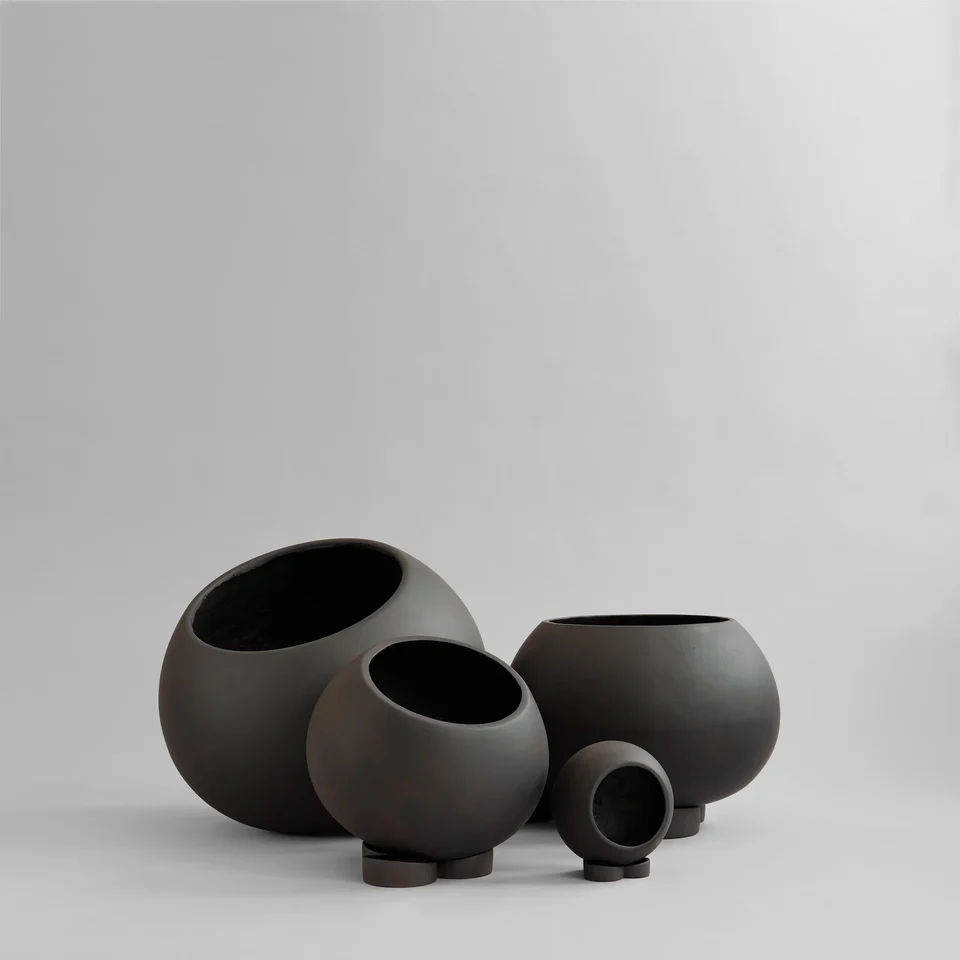 海膽花盆,中 - 咖啡色