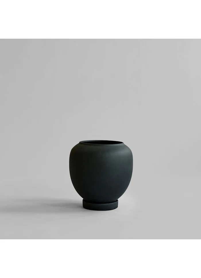 素直植栽盆,霧面中 - 黑色
